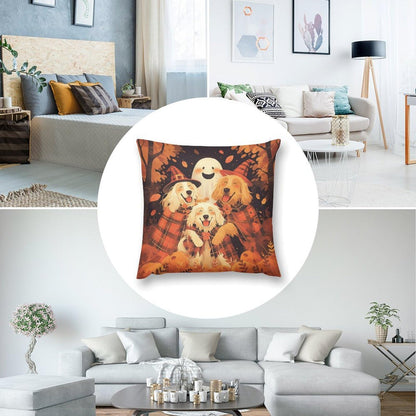 Joyidec Pack of 4 Fall Fall Leaves Dog Halloween Decorative Throw Pillow Covers 22 x 22, Soft Square Cushion Case Pillow Cases Set for Farmhouse Home Couch Sofa Decor, Christmas Pillows Decorations