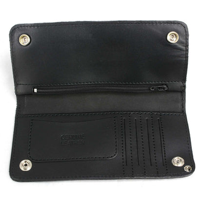 Milwaukee Leather Men's Genuine Leather Tri-Fold Biker Wallet w/Anti-Theft Stainless Steel Chain - 4 Inch