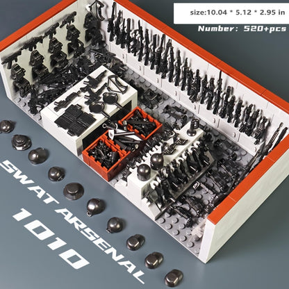 ELEFOCUS WW2 Military Base Building Blocks Set – 520 PCS Army Weapons Pack with SWAT Gear, Miniguns, Custom Guns, and 10 Soldier Figures – Kids Army Playset Compatible with Major Brands