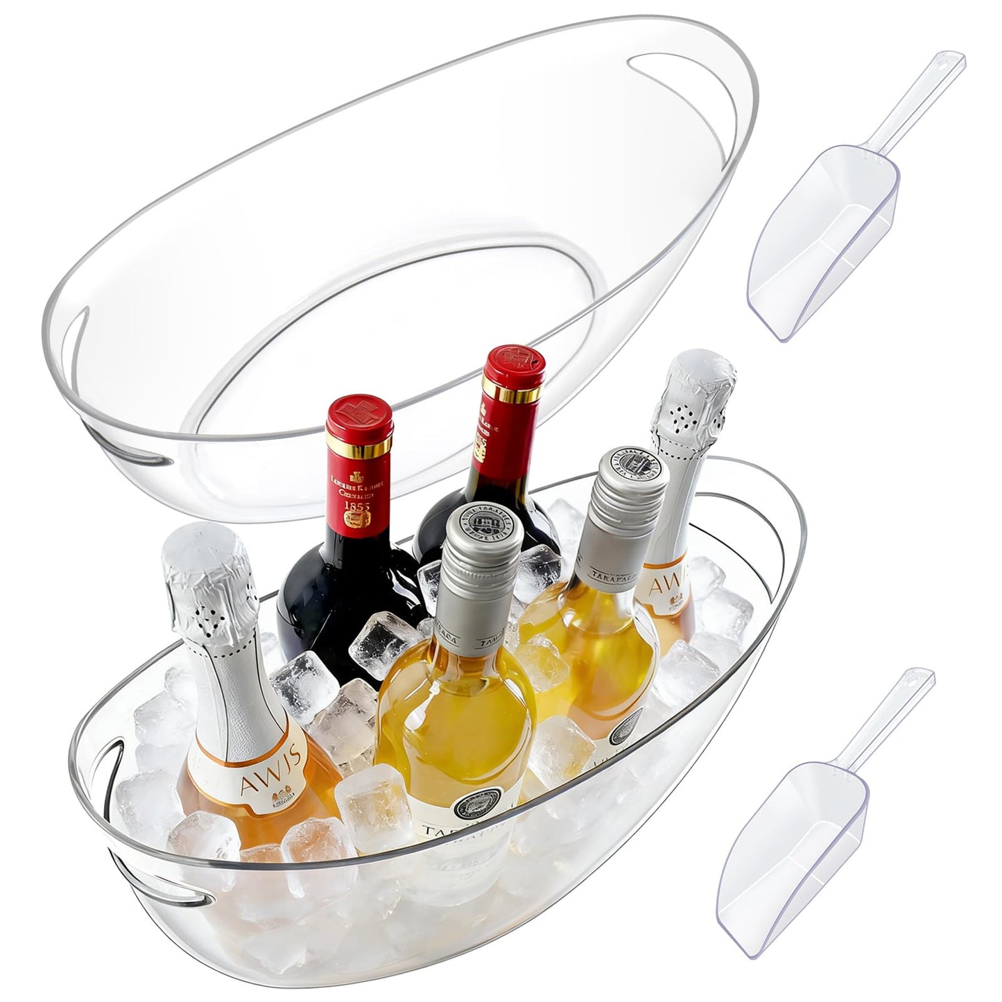 Blaithom 2-Pack Ice Buckets for Parties, 7.5L Clear Acrylic Beverage Tub