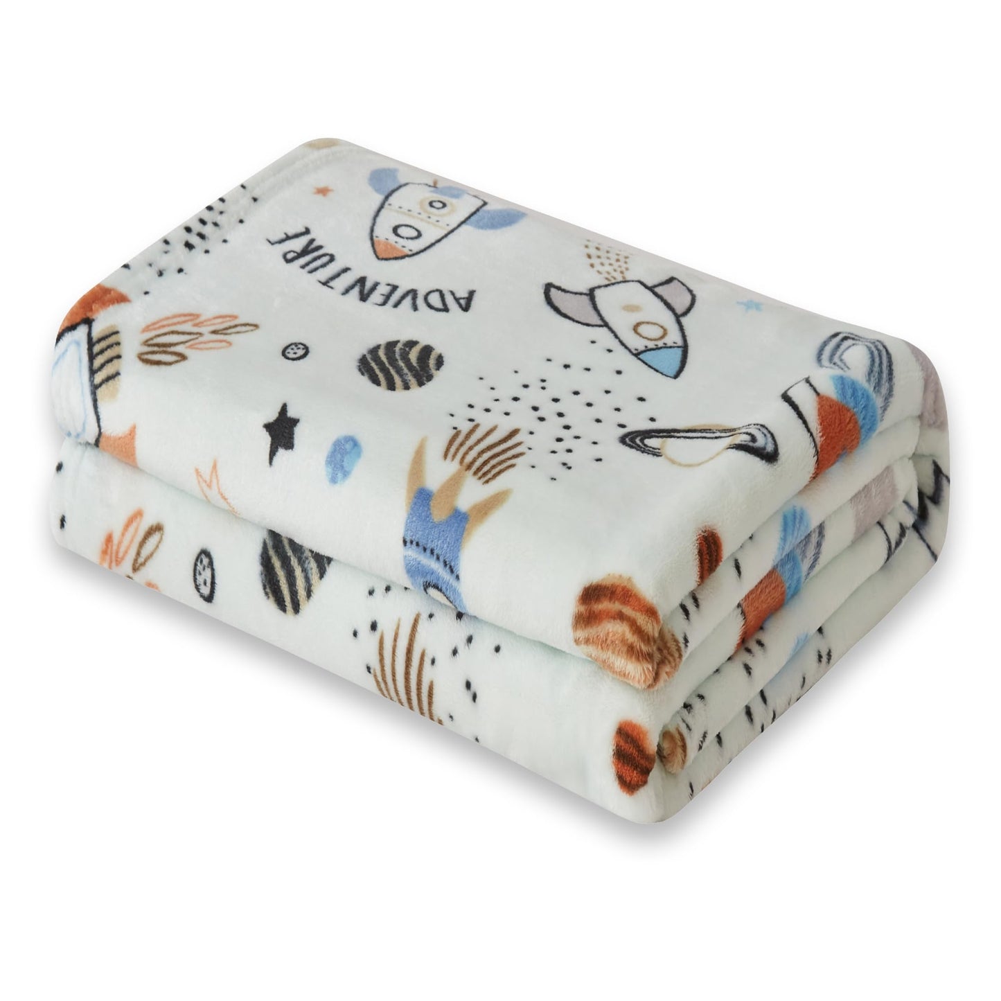 COOVA Kids Throw Blanket 50x60 Inch - Cartoon Fleece Throw, Toys for 2 3 4 5 6 7 8 9 10 11 12 Year Old Girl and boy Gifts, Soft Kids Blankets for Christmas Halloween Birthday Gifts,Spaceship Green