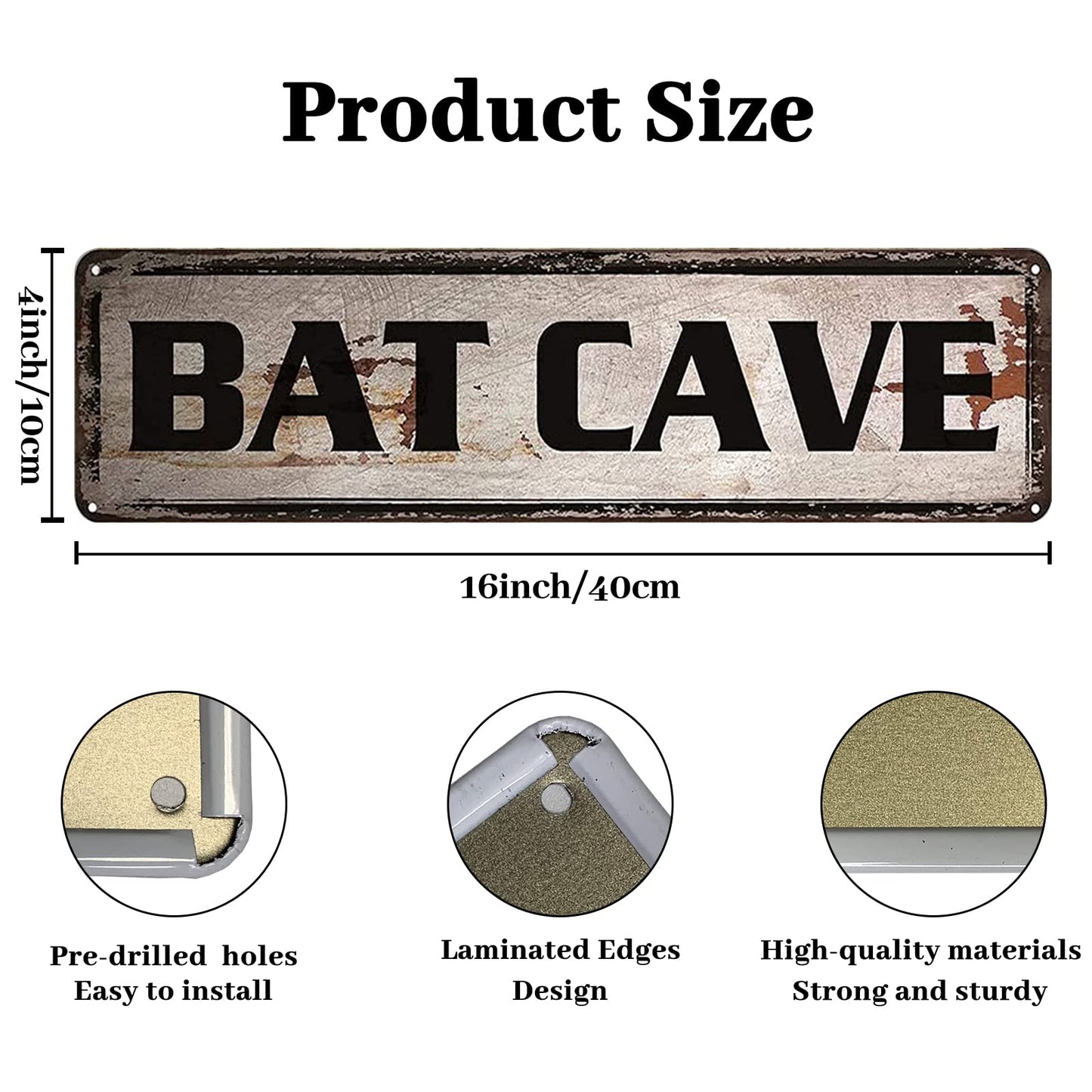 Bat Cave Tin Signs Home Decoration Sign Street Sign Art Wall Metal Sign 4x16 inch