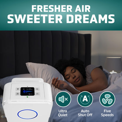 GermGuardian 5-In-1 HEPA Air Purifier for Home, Pet Air Purifier with HEPA Air Filter & UV-C Light, AC4300BPTCA, 743 Sq. Ft., 22'' Tower, Black