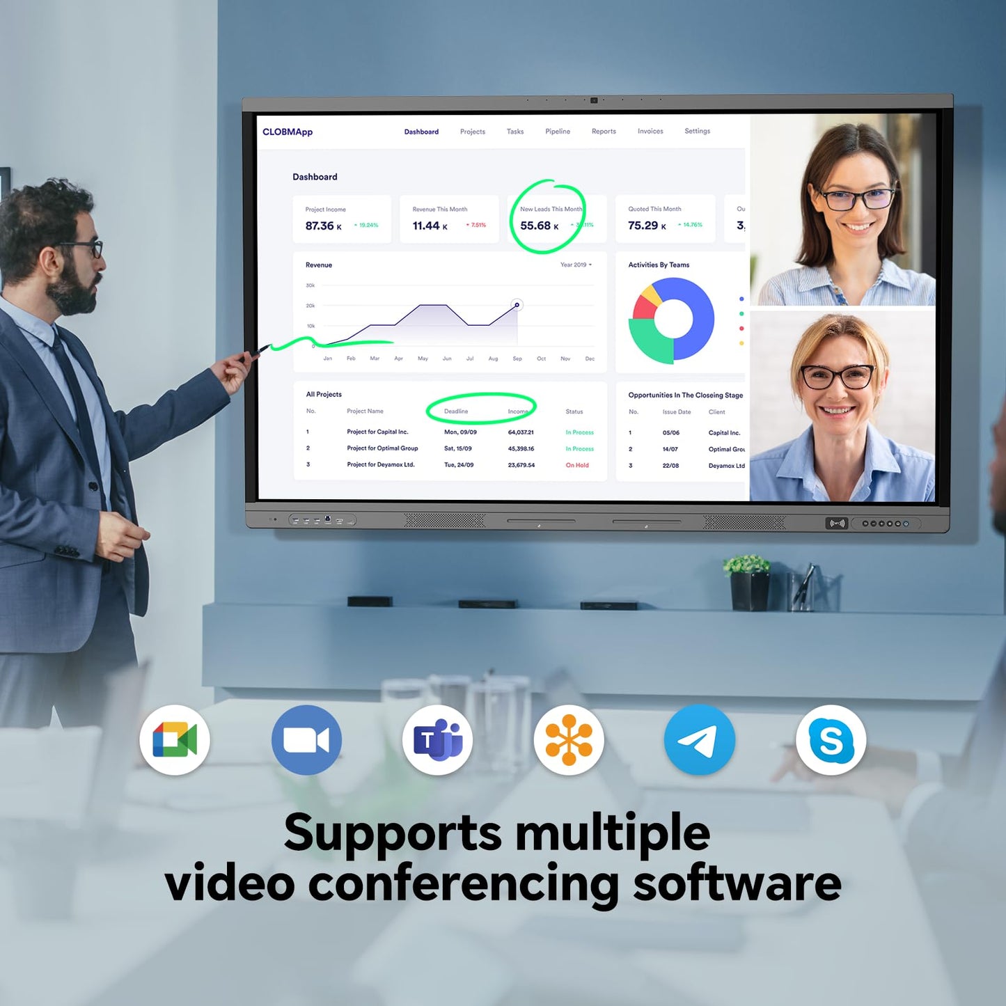 Dornium 86" Smart Board, 4K Digital Whiteboard for Office, Hybrid Work & Classrooms, Google EDLA-Certified Interactive Whiteboard with Android 14, OTA Updates & Open Apps Ecosystem, 8+128GB Storage