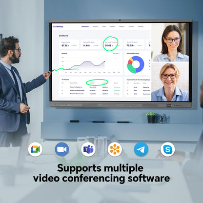 Dornium 75" Smart Board, 4K Digital Whiteboard for Office, Hybrid Work & Classrooms, Google EDLA-Certified Interactive Whiteboard with Android 14, OTA Updates & Open Apps Ecosystem, 8+128GB Storage
