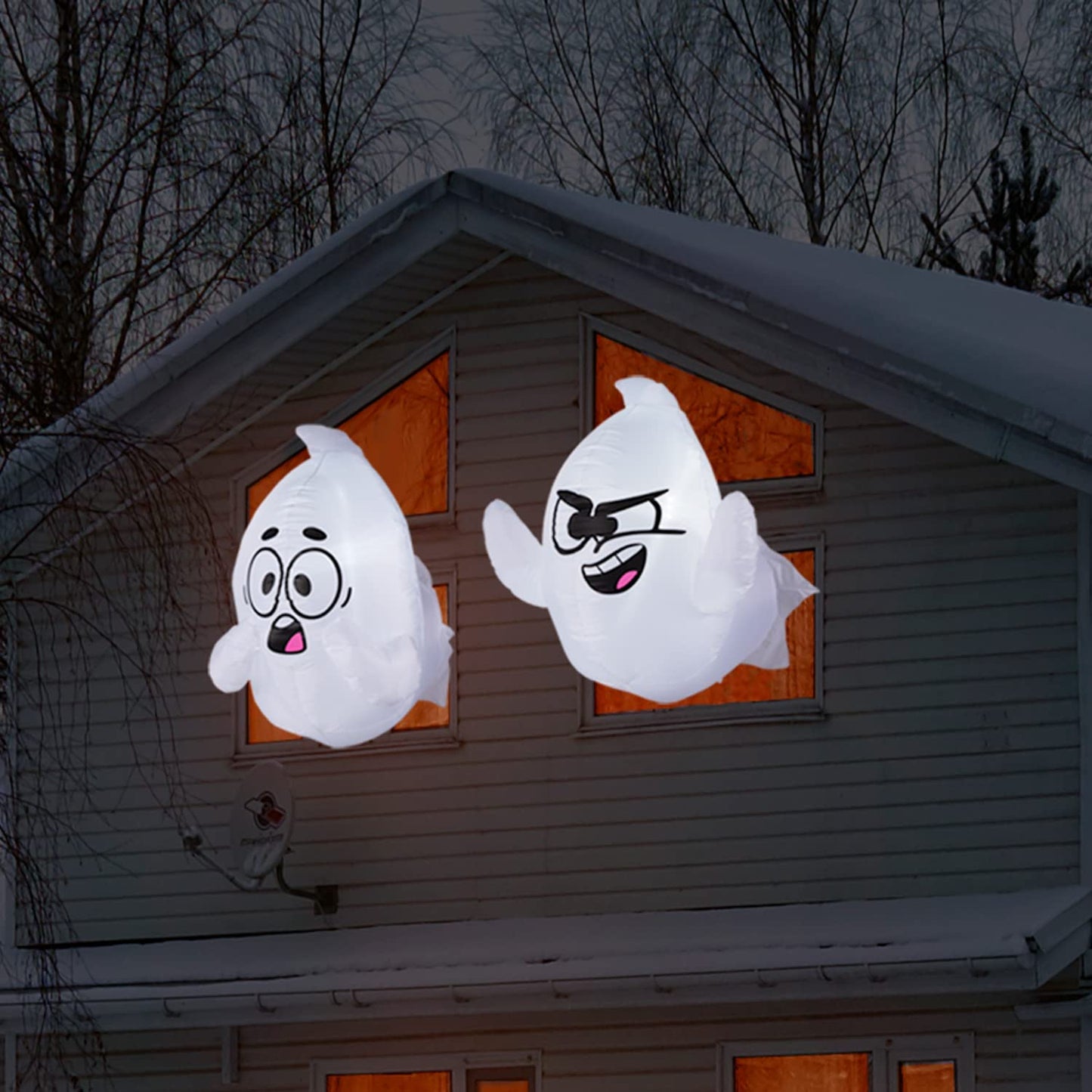 Joiedomi 2 Pack Halloween Inflatable Window Ghost with Build-in LED, 2.6 FT Tall Blow Up Inflatable Scary Flying Ghost Broke Out from Window for Halloween Outdoor, Yard, Garden, Lawn Decoration
