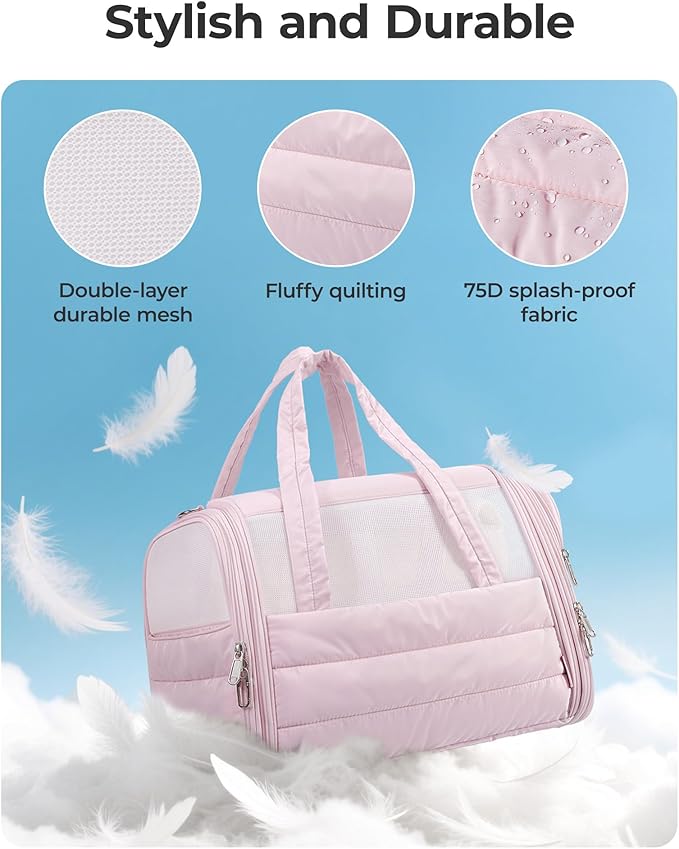 BAGSMART Cat Carrier: Soft-Sided Pet Carrier for Small Medium Cats Dogs Puppy Quilted Collapsible Puffy Travel Bag Up to 20 Lbs Sage Green