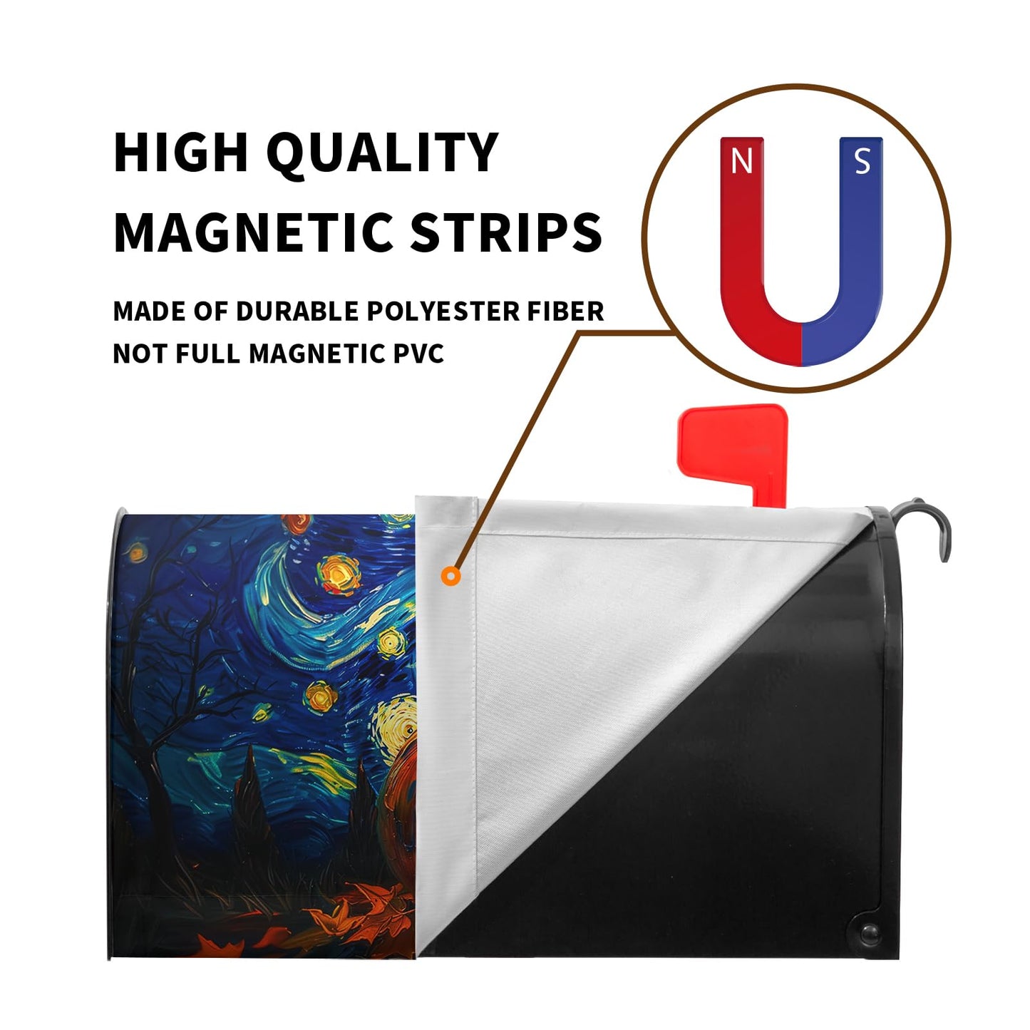 Dacawin Halloween Pumpkin Magnetic Mailbox Covers Standard Size 18 x 21 Van Gogh's Starry Night Mailbox Wraps Cover Oil Painting Decorations Post Box Cover for Garden Yard Outdoor Decor