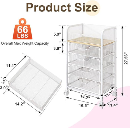 5-Tier Craft Organizer Cart with Wheels,Craft Organizers and Storage with Drawers,Lockable Wheels Rolling Utility Cart with DIY Divider,Office Supply Organizer,Ideal for Studio,Office Patent Pending