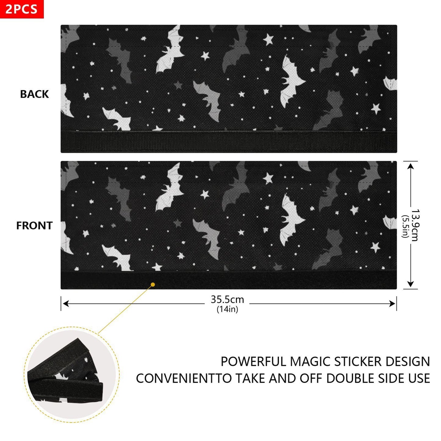 Caikeny Refrigerator Door Handle Covers 2PCS Bat Black Kitchen Appliance Handles Protector Gloves Door Cloth Home Decor for Fridge Oven Dishwasher Microwave