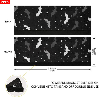 Caikeny Refrigerator Door Handle Covers 2PCS Bat Black Kitchen Appliance Handles Protector Gloves Door Cloth Home Decor for Fridge Oven Dishwasher Microwave