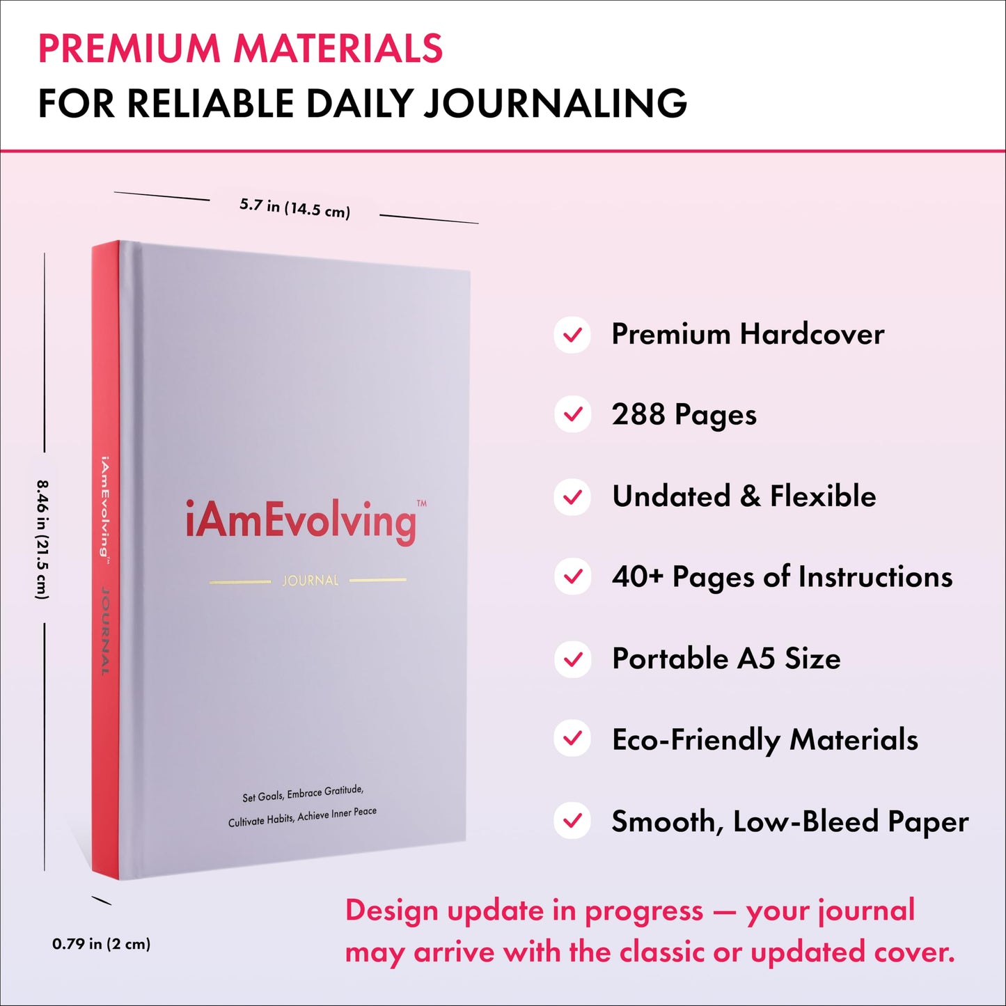 Daily Gratitude, Goal Setting & Habit Tracker Journal for Women & Men with 9-Point Emotional Wellness Scale — iAmEvolving™ 288-Page Hardcover Personal Growth Planner (Lavender Cover)