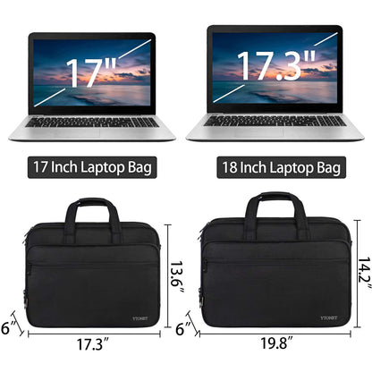 Ytonet Laptop Briefcases for Men, 17 Inch Expandable Briefcase Computer Bags for Laptop for Men, Water Resistant Multi Compartments Men's Work Bag with Luggage Strap for Bussiness Travel, Black