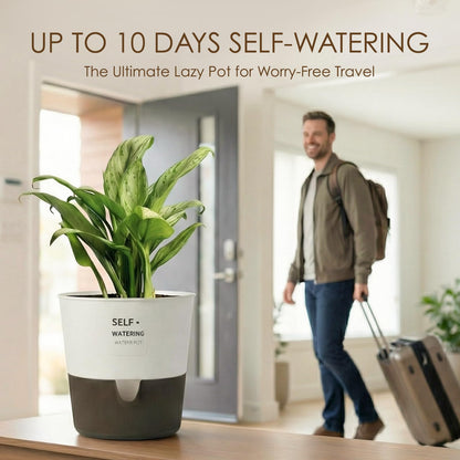 Leaf&lull 2 Pack Self Watering Pots for Indoor 7.5in Plants Plant Pots Indoor with Drainage Holes Modern Planters for Indoor Plants Room Office Décor(White)