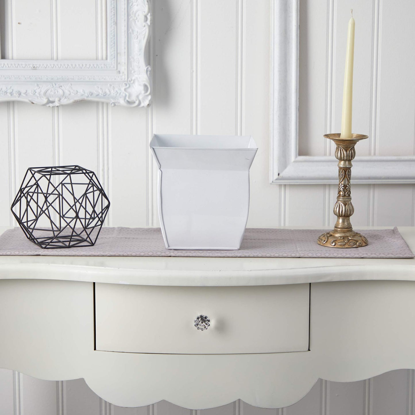 Nearly Natural 8in. Fluted Metal Square Planter