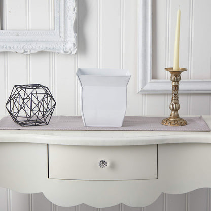 Nearly Natural 8in. Fluted Metal Square Planter