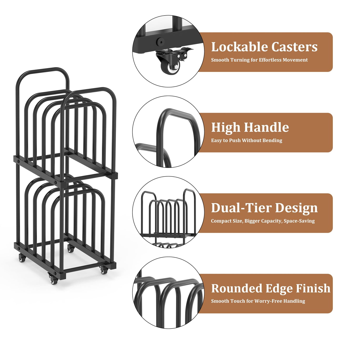 GARVIN Art Storage Rack with Wheels, 2-Tier Metal Art Drying Rack for Small Canvases, Heavy-Duty Organizer for Artwork, Prints & Panels, Studio & Classroom (Black)