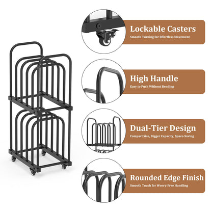 GARVIN Art Storage Rack with Wheels, 2-Tier Metal Art Drying Rack for Small Canvases, Heavy-Duty Organizer for Artwork, Prints & Panels, Studio & Classroom (Black)