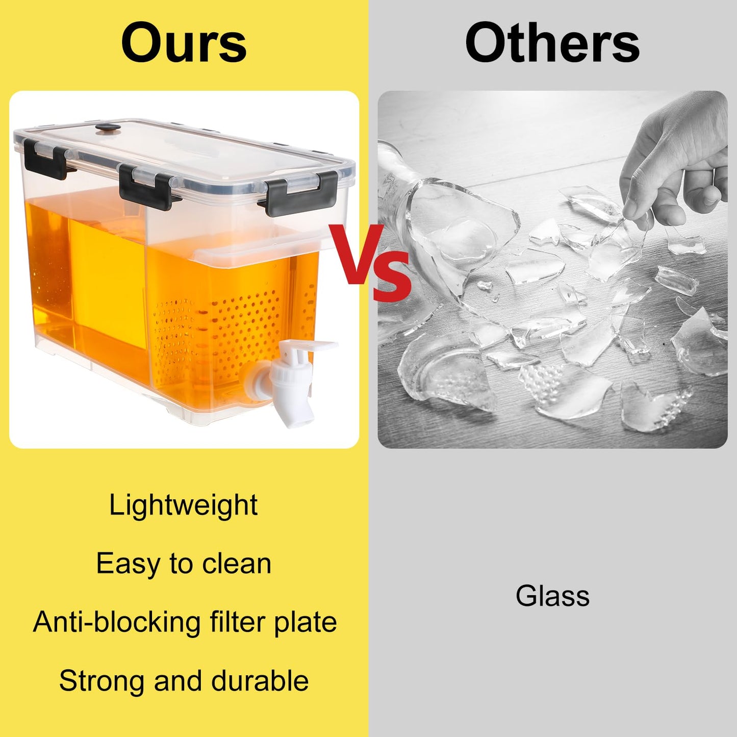 3 Pcs Plastic Drink Fridge Dispenser with Spigot, Clear Beverage Dispensers for Parties with Handle and Daily Use, Juice Milk, Tea, Containers Drink Dispenser with Lids for Fridge Water Dispensers