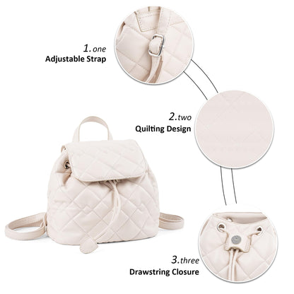 Goinsound Quilted Mini Backpack for Women, Vegan Leather Convertible Backpack Purse with Magnetic Closure, Trendy Daybag