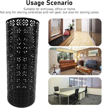 Round Umbrella Organizer Bin, Freestanding Metal Umbrella Holder Umbrella Stand Rack for Entryway, Canes Walking Sticks Holder Rain Collection for Home, Office (S 62x50cm / 24.41x19.69in)