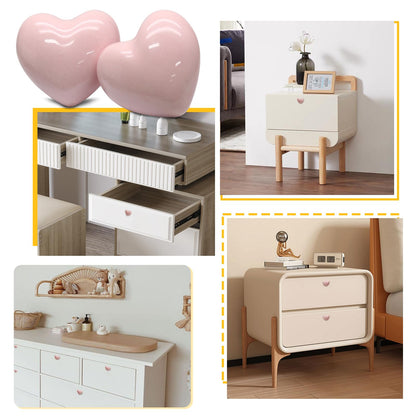 Cionyce 12 Pcs Ceramic Cabinet Knobs, Heart Shaped Adorable Drawer Pulls for Girls Bedroom, Kids Furniture, Kitchen Closet Cupboard Wardrobe Dresser Decorative Hardware (Powder Pink)