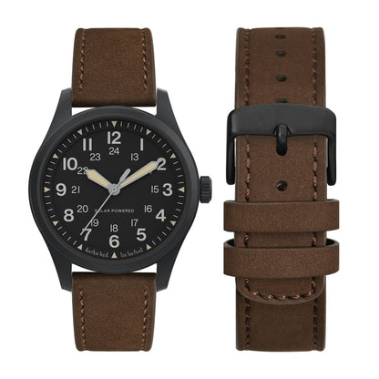 WOCCI 18mm Retro Leather Watch Band for Men and Women, Quick Release Replacement Strap with Black Buckle (Dark Brown)