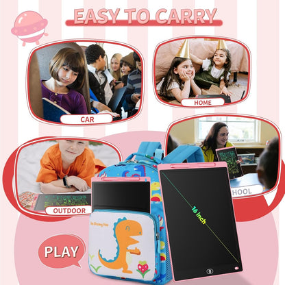 LCD Writing Board 16 Inches, Colourful Electronic Tablet, Portable Erasable Drawing Board, Graphic Tablet for Children's Games 3 4 5 6 7 Year Old Kid Boys Girls (Pink)