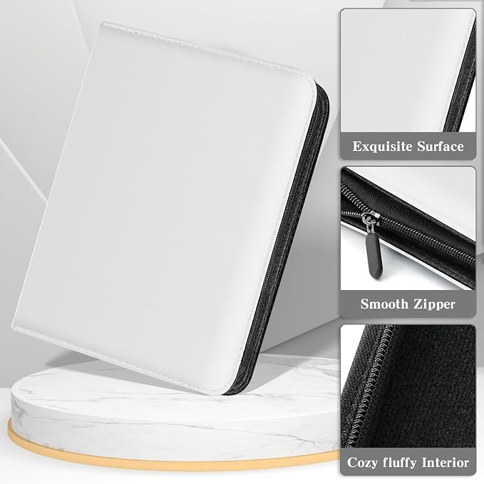 Jumbo Card Binder – WITHYU Oversize Ringless Collector Card Binder with 60 Pockets, 5.7'' x 7.9'' Storage Album for Game Cards (White)