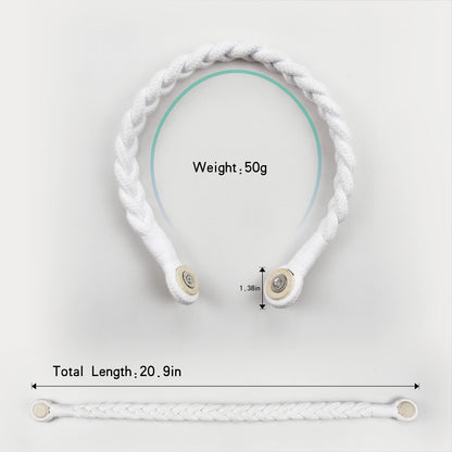 Porlau 4 Pack White Magnetic Soft Curtain Tiebacks Cotton Hand-Woven Tieback Holdback Home Decorative Tie Backs with Wooden Buckle for Home Office Decor