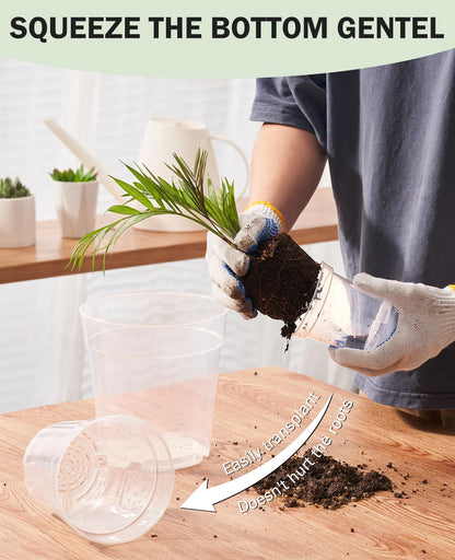 homenote Nursery Pots 30 Pack,3/4/5 Inch Plant Pot for Planting, Clear Nursery Pots for Plant,Plastic Seedling with Drainage Holes Seed Starter Flower High Transparency 20 Labels Excellent Hardness