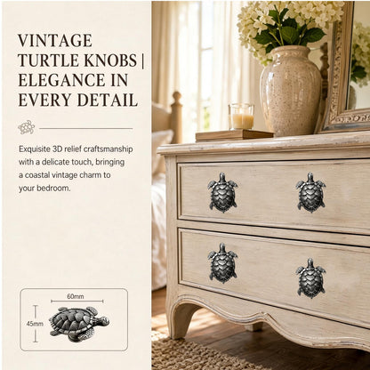 Jinyuanchao Ocean Turtles Handle 4PCS, Metal Dresser Drawer Cabinet Door Knobs Pulls Handles Home Bathroom Beach Nautical Coastal/Forest Decor Animal Series (Turtle, Pewter)