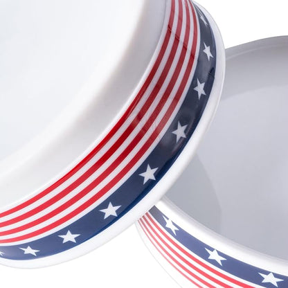 Bone Dry Ceramic Food & Water Bowls for Pets Non-Slip for Secure, Less Messy Feeding, Microwave & Dishwasher Safe, Single Dish Large, 7.5x2.4", Red White & Blue