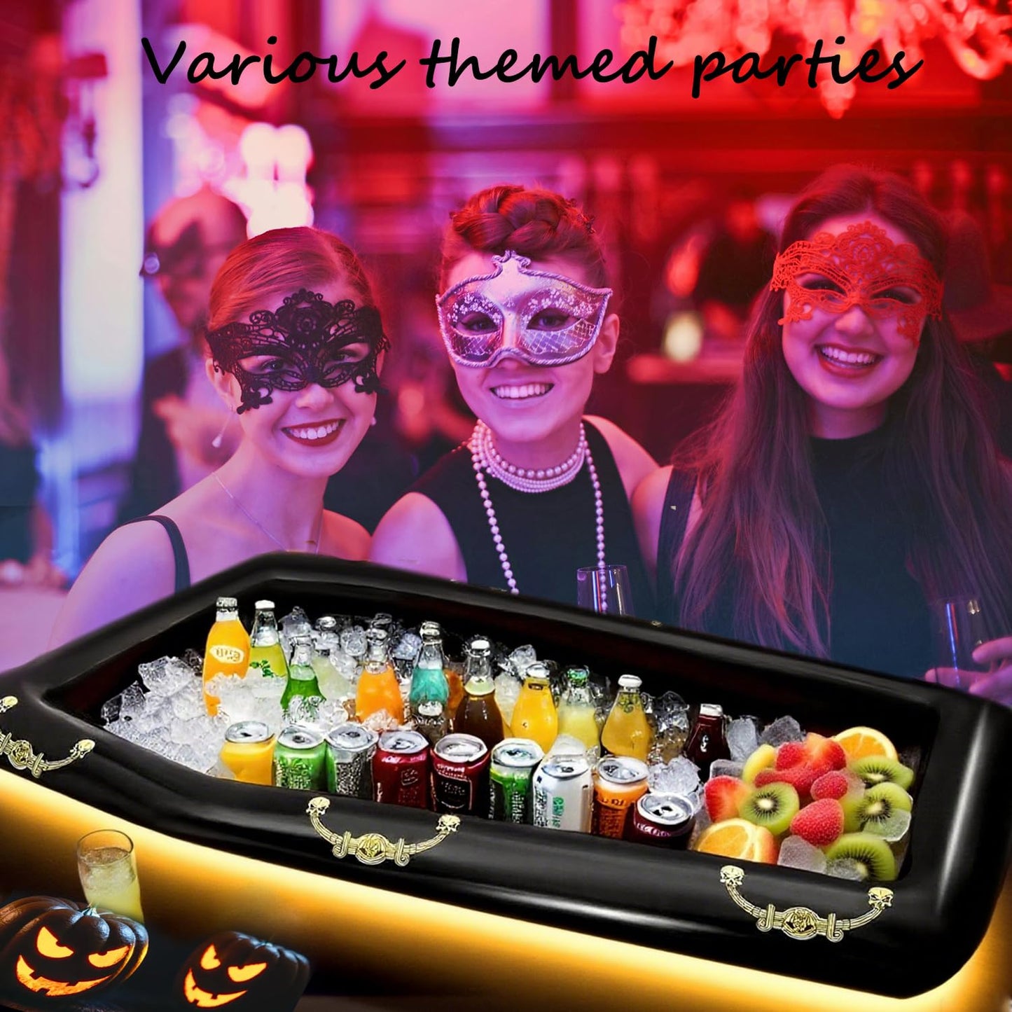 Belit Inflatable Coffin Cooler, 52 Inch Drink Containers for Halloween Party, Pool Party, Spooky Decor