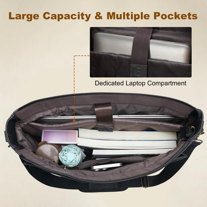 Leather Messenger Bag for Men, 15.6in Laptop Briefcase Vintage Waterproof Laptop Bag Shoulder Bags Satchel Office Bag(Black)