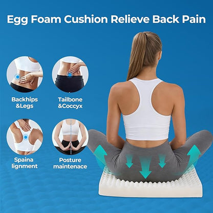 Ganondorf Extra Large Egg Crate Recliner Seat Cushion for Elderly Tufted Furry Booster Foam Cushion, Pressure Relief for Long Sitting Orthopedic Chair Cushion for Recliners Office Chairs, Beige