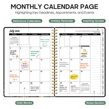 Planner 2026-2027, Academic Year Weekly and Monthly Calender Planner, from Jul 2026 - Jun 2027, Spiral Bound School Planning Book, Perfect for Teacher, Student, Women & Men, A5 (6.3" x 8.5"), Forest Myth