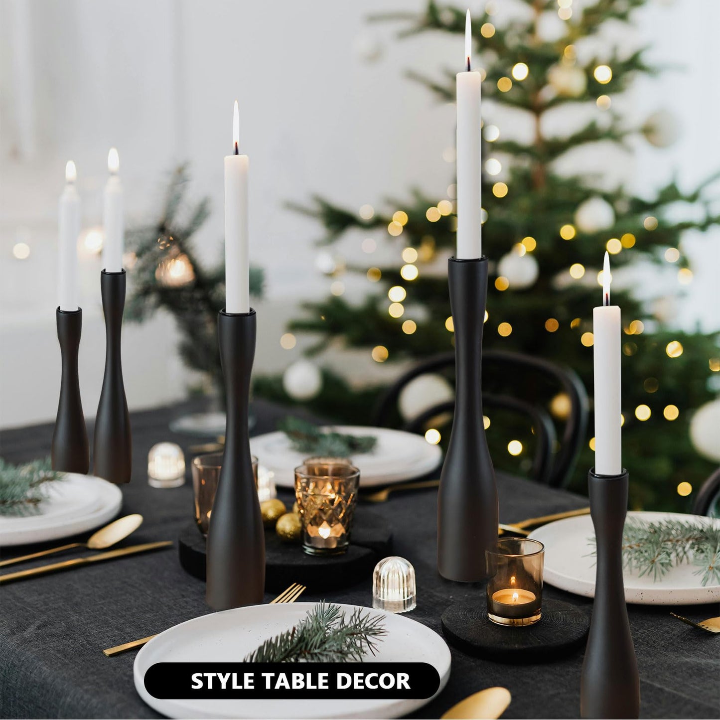 SDALI HOME Candle Holder Black Candlestick Holders 3,Tall Taper Candle Holders Set of 3 for Candlesticks(12"/10"/7.5" H),Modern Farmhouse Candle Stick Candle Holder for Decor