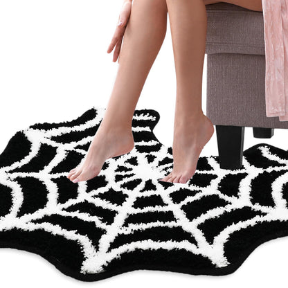 FYSUIMU Spider Web Bathroom Rug Black Halloween U-Shaped Toilet Rug Soft Bath Mat Non Slip Washable Floor Mat for Home Hotel Bathroom Restroom Entrance Decor