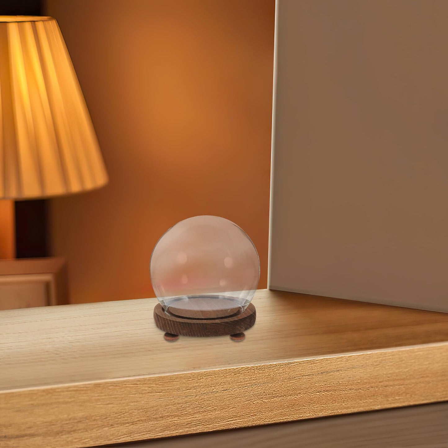 HOLIDYOYO Clear Glass Cloche Display Dome Bell Jar with Wood Base Diy Snow Globe Kit Keepsake Display Case Terrarium for Preserved Plant Succulent Craft 3.9 Inch