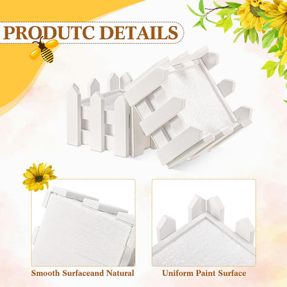 Zhanmai 12 Sets 4 x 4 x 2.8 Inch Fence Decoration Wooden Boxes for Centerpieces, Wooden Farm Fence Box with Removable Foam Blocks for Farm Animal Party Garden Plant Pot Baby Shower Wedding Birthday