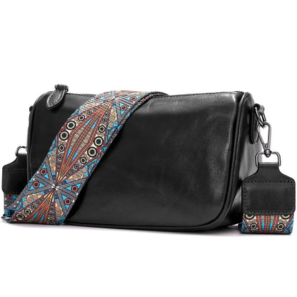 Leather Purse Crossbody Bag for Women: Genuine Leather Boho Purses for Women Trendy - Small Shoulder Cross Body Bag (02 Black)