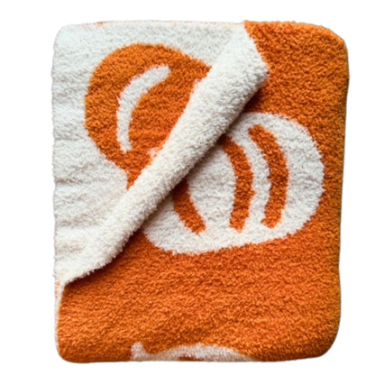 Large 58"x75" Pumpkin Throw Blanket Microfiber Super Soft Fluffy Fuzzy Plush Fall Halloween Reversible Blanket Baby Kids Adults | Modern Pumpkin Print | Adults