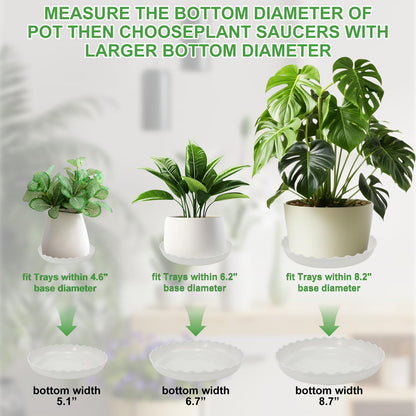 YUANAIYI 12 Packs Wave Plant Saucer - Plastic Flower Pot Drip Trays/Durable Heavy Duty White Plant Tray for Indoor and Out Door Plant(6/8/10 inch)