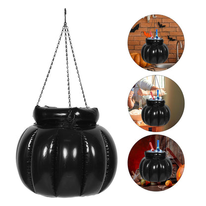 JOINPAYA Halloween Inflatable Cauldron Cooler: 14.9 x 13.7inch Black Beverage Cooler DIY Witches Cauldron Candy Kettle, Drink Holder for Party Photo Prop Decoration