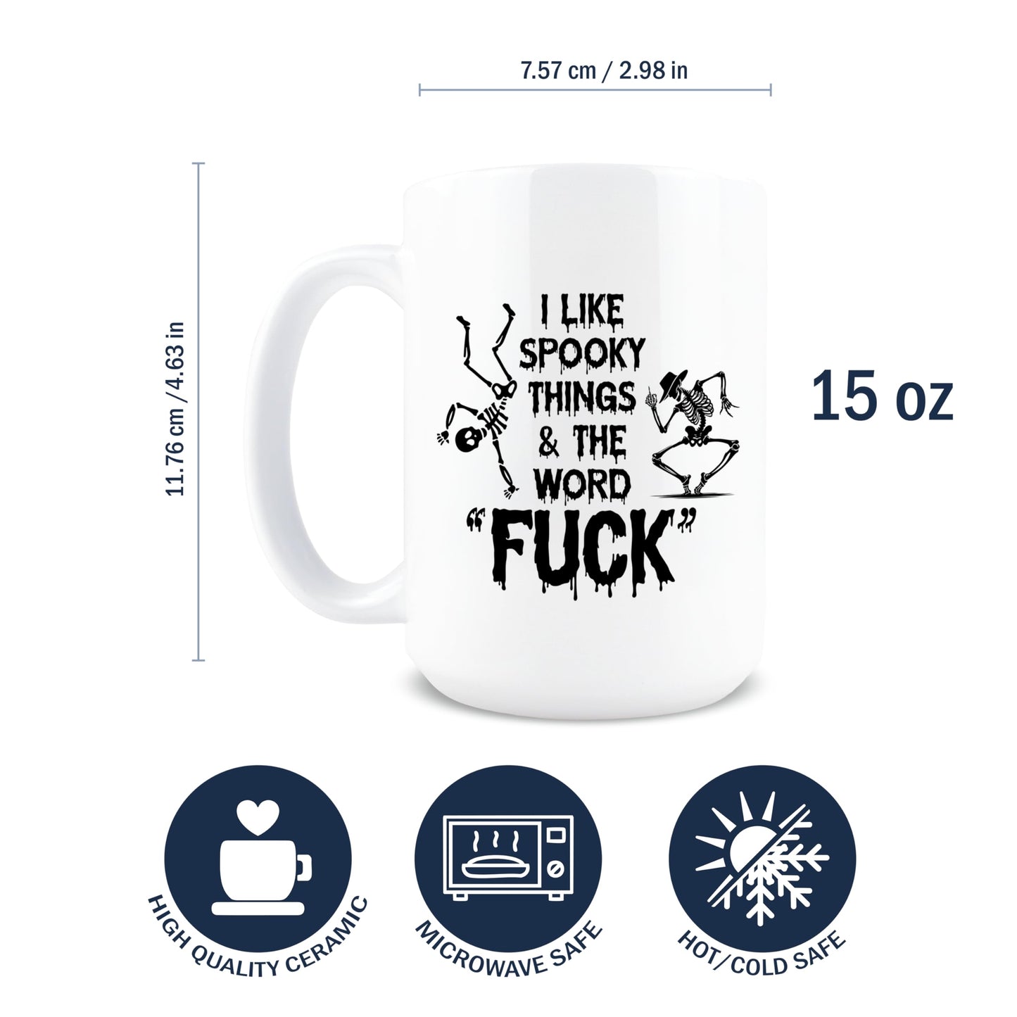 Hogg Halloween Coffee Mug, 15 oz Ceramic Halloween Coffee Cup, I Like Spooky Things And The F Word Mug, I Like Spooky Things And The F Word, White Elephant Cup, Funny Gag Gifts