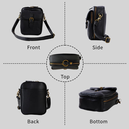 Leather Crossbody Bag for Women - 2025 Vintage Anti-Theft Messenger Bag with Double Layer Large Capacity, Built-in Purse Card Slots,Retro Faux Leather Shoulder Sling Bag for Travel (Black, Large)