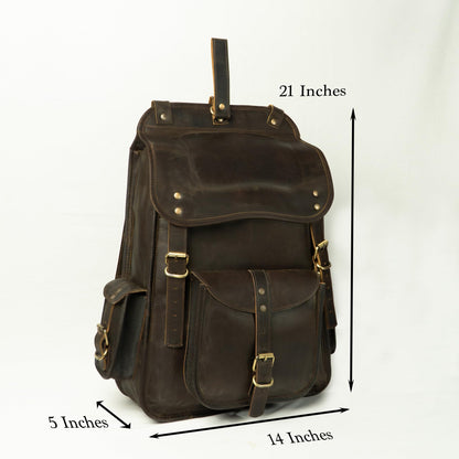 Satchel And Fable Leather Backpack for Men — 21 Inch Buffalo Full-Grain Laptop Bag”