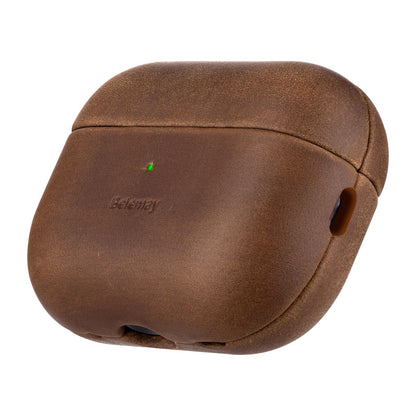 Belemay Handcrafted Crazy Horse Leather Case for AirPods Pro 3rd Gen (2025), Vintage Aesthetic, Two-Tone Effect, Unique Patina, Compatible with MagSafe, Compatible with Airpods Pro 3, Vintage Brown