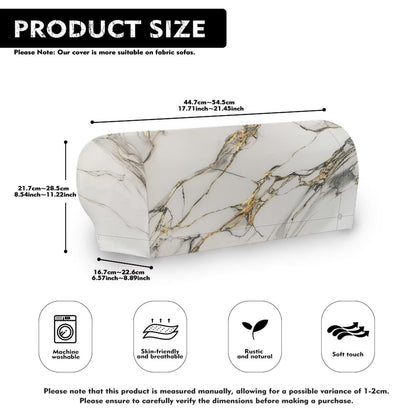 Qehuruxo White Marble Sofa Arm Covers Stretch Armrest Covers Washable Couch Arm Cover Stains Resistant Recliner Armchair Cover Anti-Slip Armrest Slipcovers Set of 2 Furniture Protector